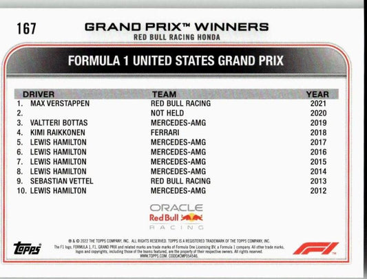 2022 Topps Formula 1 #167 Max Verstappen - ChronicCards