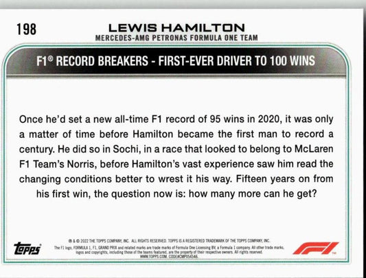 2022 Topps Formula 1 #198 Lewis Hamilton - ChronicCards