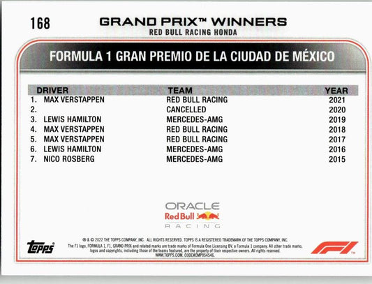 2022 Topps Formula 1 #168 Max Verstappen - ChronicCards