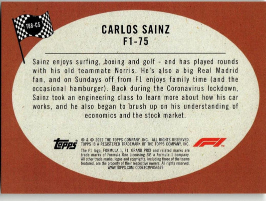 2022 Topps Formula 1 #T68 - CS Carlos Sainz 1968 Topps Hot Rod - ChronicCards