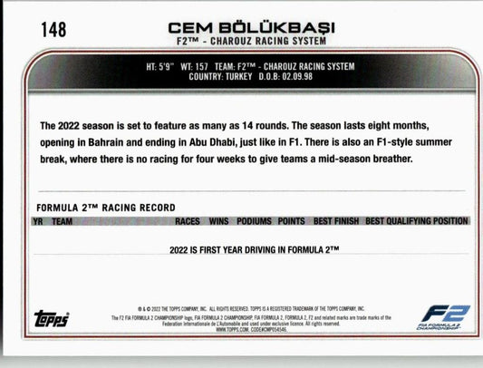 2022 Topps Formula 1 #148 Cem Bölükbaşi - ChronicCards