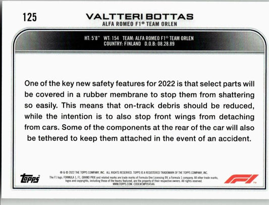 2022 Topps Formula 1 #125 Valtteri Bottas - ChronicCards
