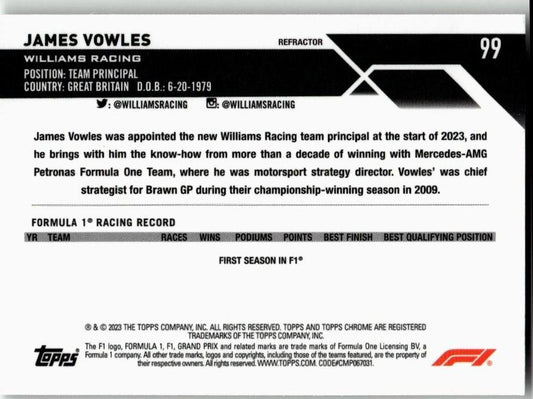 2023 Topps Chrome Formula 1 #99 James Vowles Refractor - ChronicCards