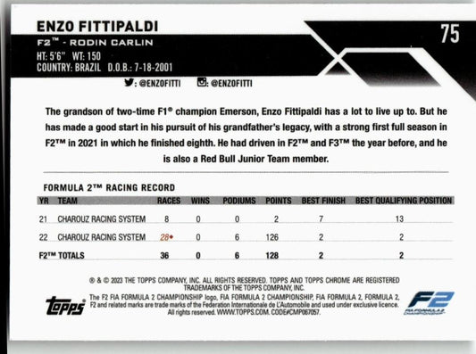 2023 Topps Chrome Formula 1 #75 Enzo Fittipaldi - ChronicCards