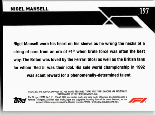 2023 Topps Chrome Formula 1 #197 Nigel Mansell - ChronicCards