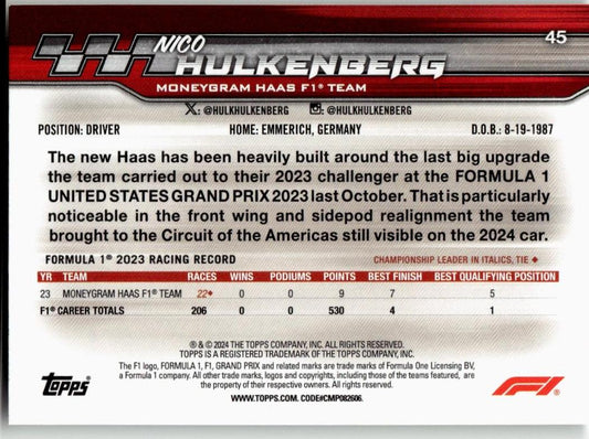 2024 Topps Paddock Pass Formula 1 #45 Nico Hulkenberg - ChronicCards
