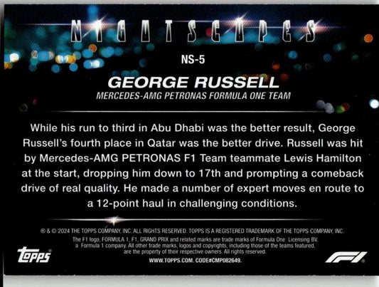 2024 Topps Paddock Pass Formula 1 #NS - 5 George Russell Nightscapes - ChronicCards