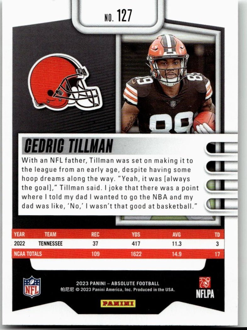 2023 Panini Absolute #127 Cedric Tillman Purple - ChronicCards