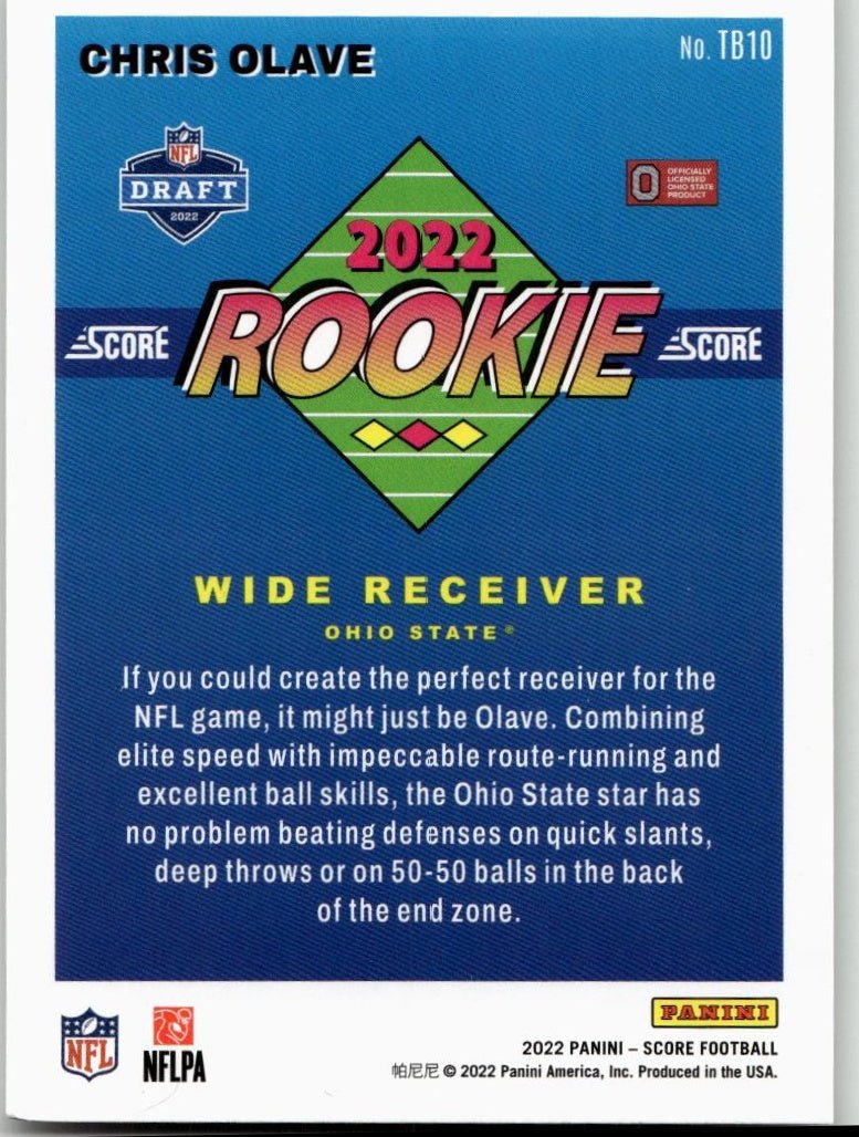 2022 Score #TB10 Chris Olave 1992 Throwback Rookie - ChronicCards