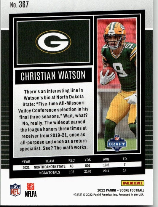 2022 Score #367 Christian Watson - ChronicCards