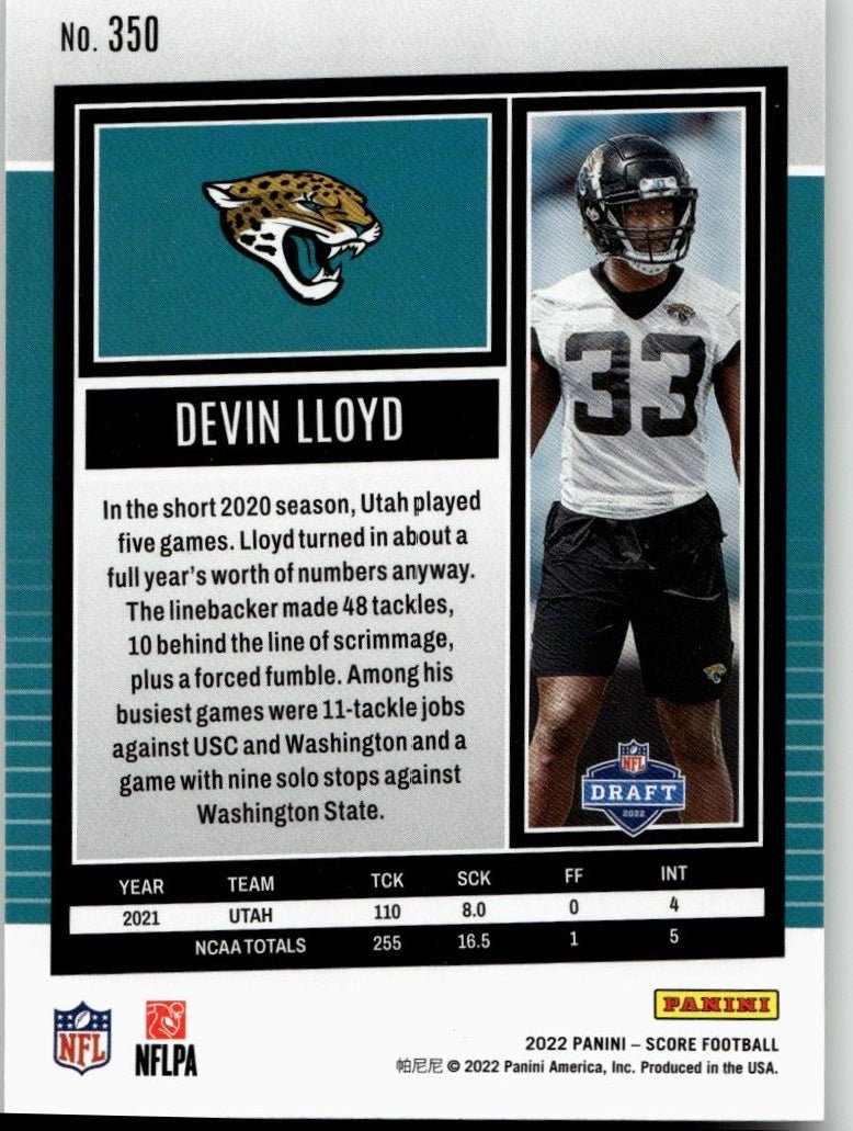 2022 Score #350 Devin Lloyd - ChronicCards