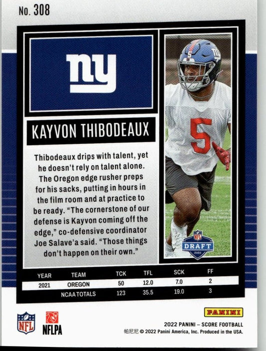 2022 Score #308 Kayvon Thibodeaux - ChronicCards