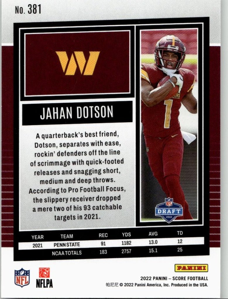 2022 Score #381 Jahan Dotson - ChronicCards