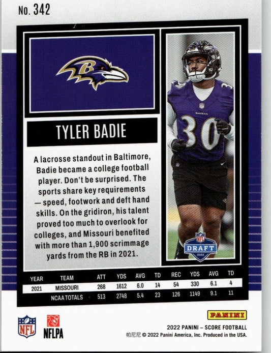 2022 Score #342 Tyler Badie - ChronicCards