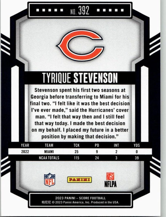 2023 Score #392 Tyrique Stevenson - ChronicCards