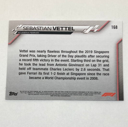2020 Topps Chrome Sebastian Vettel Base #168 F1 Card - ChronicCards