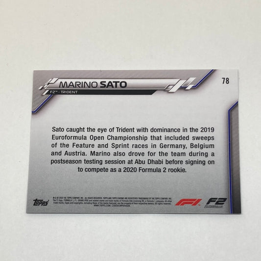 2020 Topps Chrome Marino Sato #78 Base F1 Card - ChronicCards