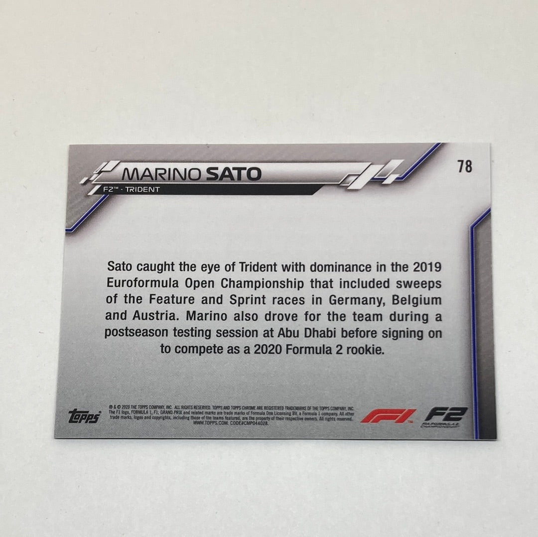 2020 Topps Chrome Marino Sato  #78 Base F1 Card