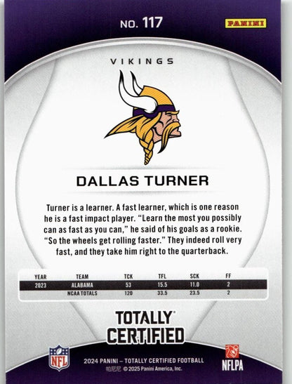 2024 Panini 2024 Panini Totally Certified Football 117 Dallas Turner - ChronicCards
