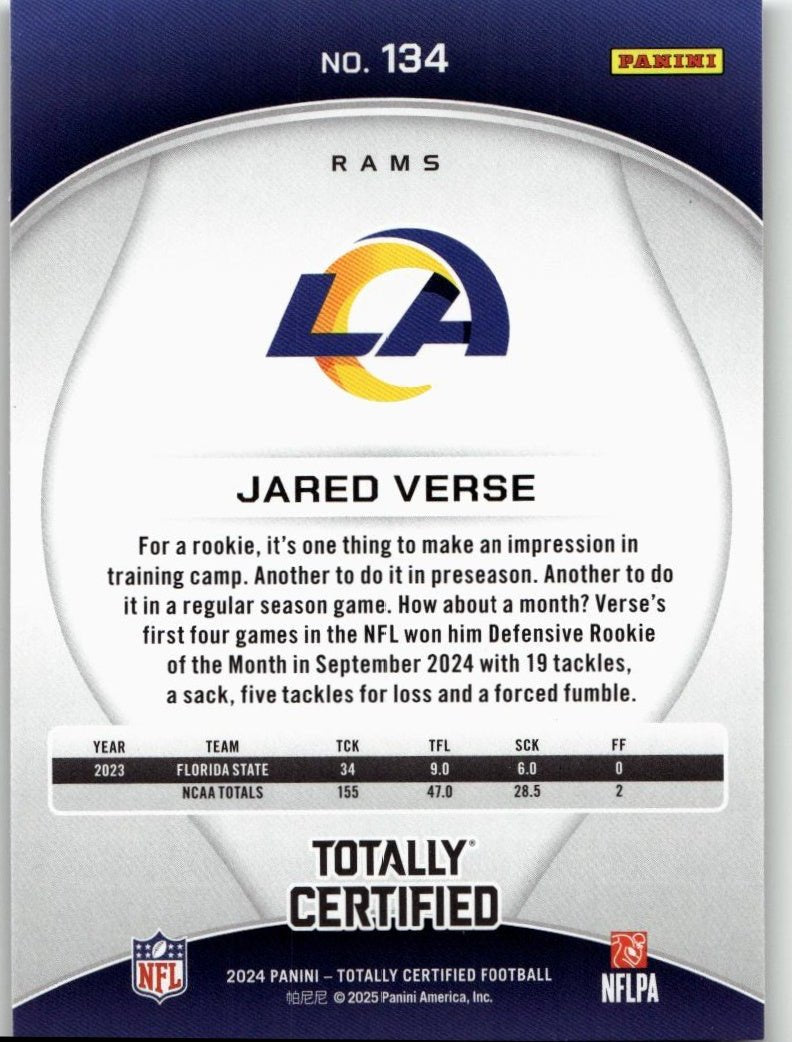 2024 Panini 2024 Panini Totally Certified Football 134 Jared Verse - ChronicCards