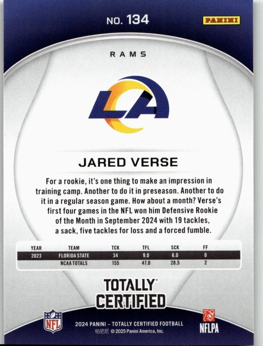 2024 Panini 2024 Panini Totally Certified Football 134 Jared Verse - ChronicCards