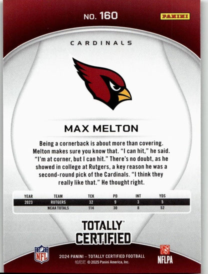 2024 Panini 2024 Panini Totally Certified Football 160 Max Melton - ChronicCards