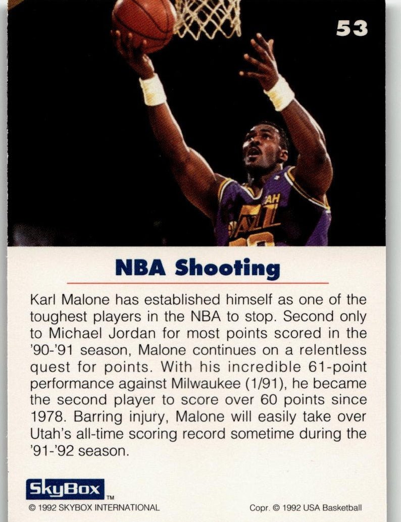 1992 SkyBox USA 53 Karl Malone - ChronicCards