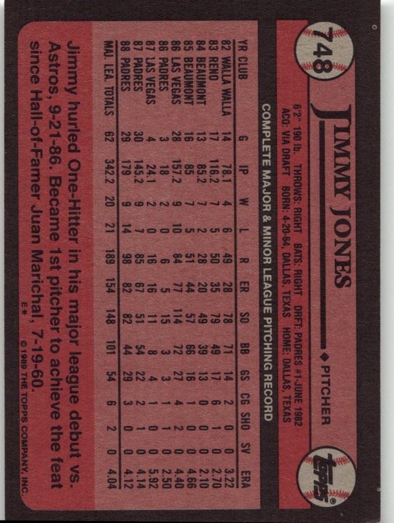 1989 Topps 748 Jimmy Jones - ChronicCards