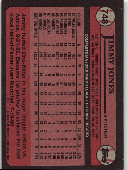 1989 Topps 748 Jimmy Jones - ChronicCards