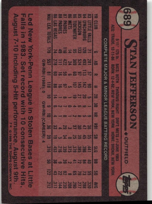 1989 Topps 689 Stan Jefferson - ChronicCards