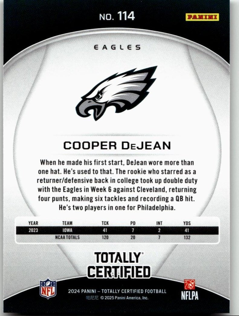 2024 Panini Totally Certified 114 Cooper DeJean - ChronicCards