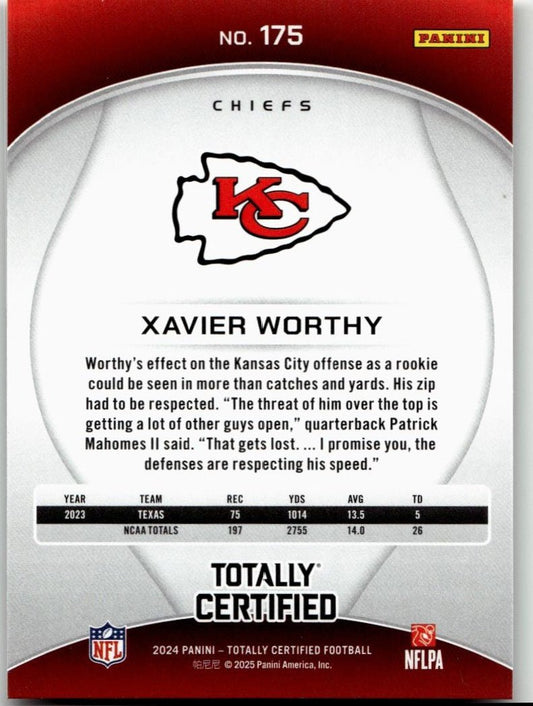 2024 Panini Totally Certified 175 Xavier Worthy - ChronicCards