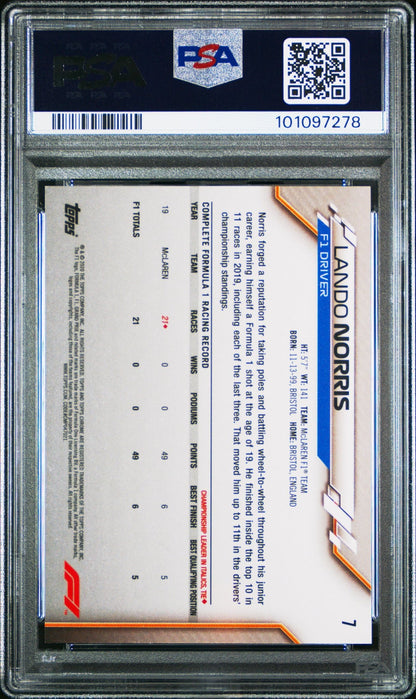 2020 Topps Chrome F1 Sapphire Edition 7 Lando Norris PSA 9 - ChronicCards