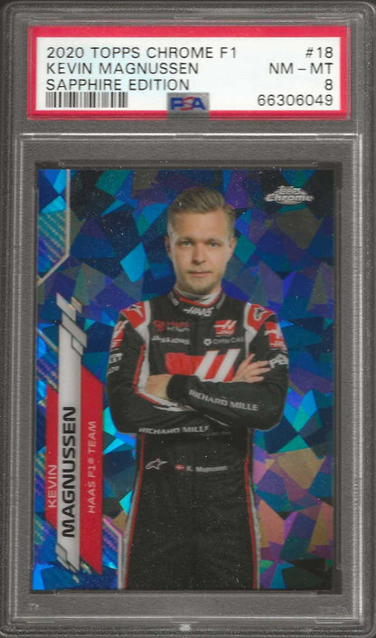 2020 Topps Chrome F1 Sapphire Edition 18 Kevin Magnussen PSA 8 - ChronicCards