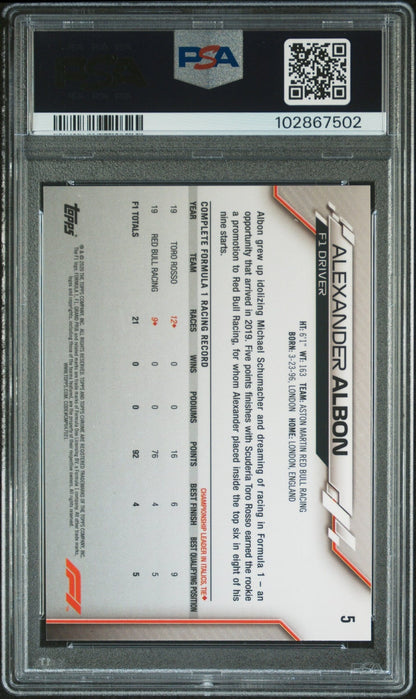 2020 Topps Chrome F1 Sapphire Edition 5 Alexander Albon PSA 8 - ChronicCards