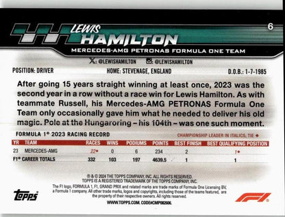 2024 Topps Paddock Pass Formula 1 6 Lewis Hamilton - ChronicCards