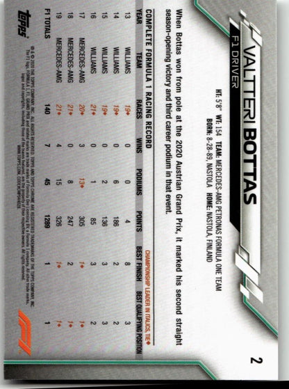 2020 Topps Chrome Formula 1 2a Valtteri Bottas - ChronicCards