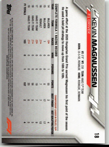 2020 Topps Chrome Formula 1 18 Kevin Magnussen - ChronicCards