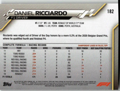 2020 Topps Chrome Sapphire Edition Formula 1 182 Daniel Ricciardo - ChronicCards