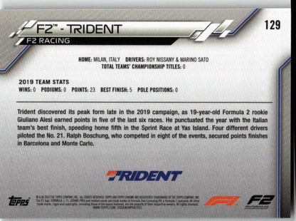 2020 Topps Chrome Sapphire Edition Formula 1 129 F2 - Trident - ChronicCards