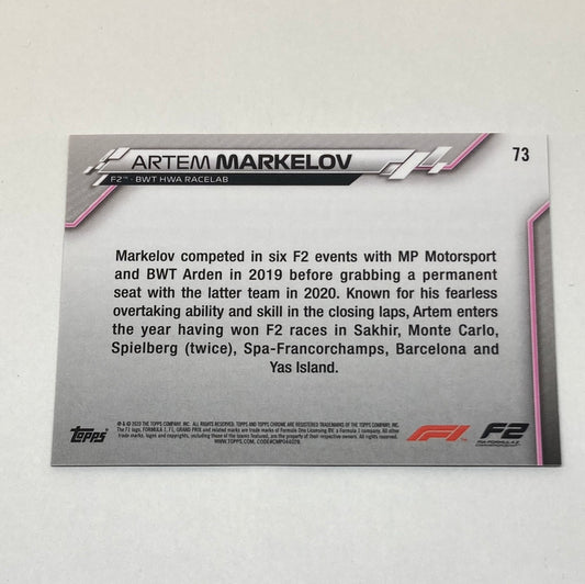2020 Topps Chrome Artem Markelov #73 Base F1 Card - ChronicCards