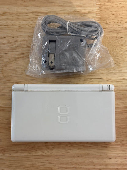 White Nintendo DS Lite with Charger, Stylus and GBA Dust Cover - ChronicCards
