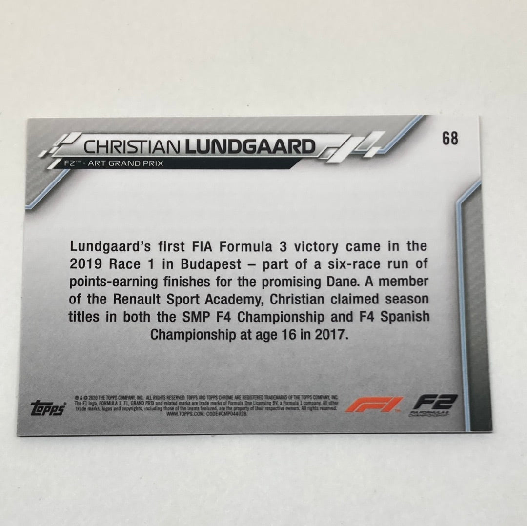 2020 Topps Chrome Christian Lundgaard  #68 Base F1 Card