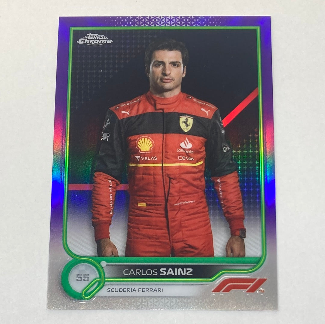 2022 Topps Chrome Carlos Sainz #29 Purple/Green F1 Card