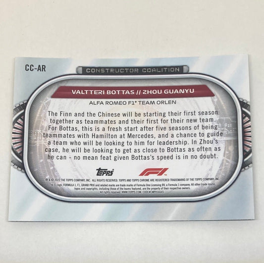2022 Topps Chrome Bottas & Zhou #CC - AR F1 Card - ChronicCards