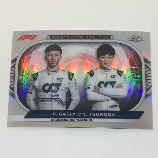 2022 Topps Chrome Pierre Gasly & Yuki Tsunoda #CC-AT F1 Card