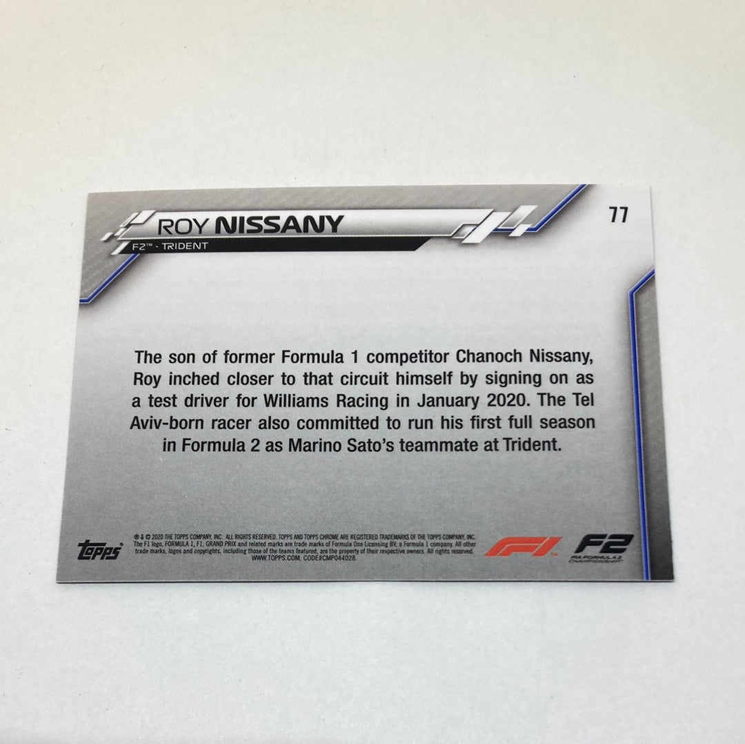 2020 Topps Chrome Roy Nissany #77 Base F1 Card