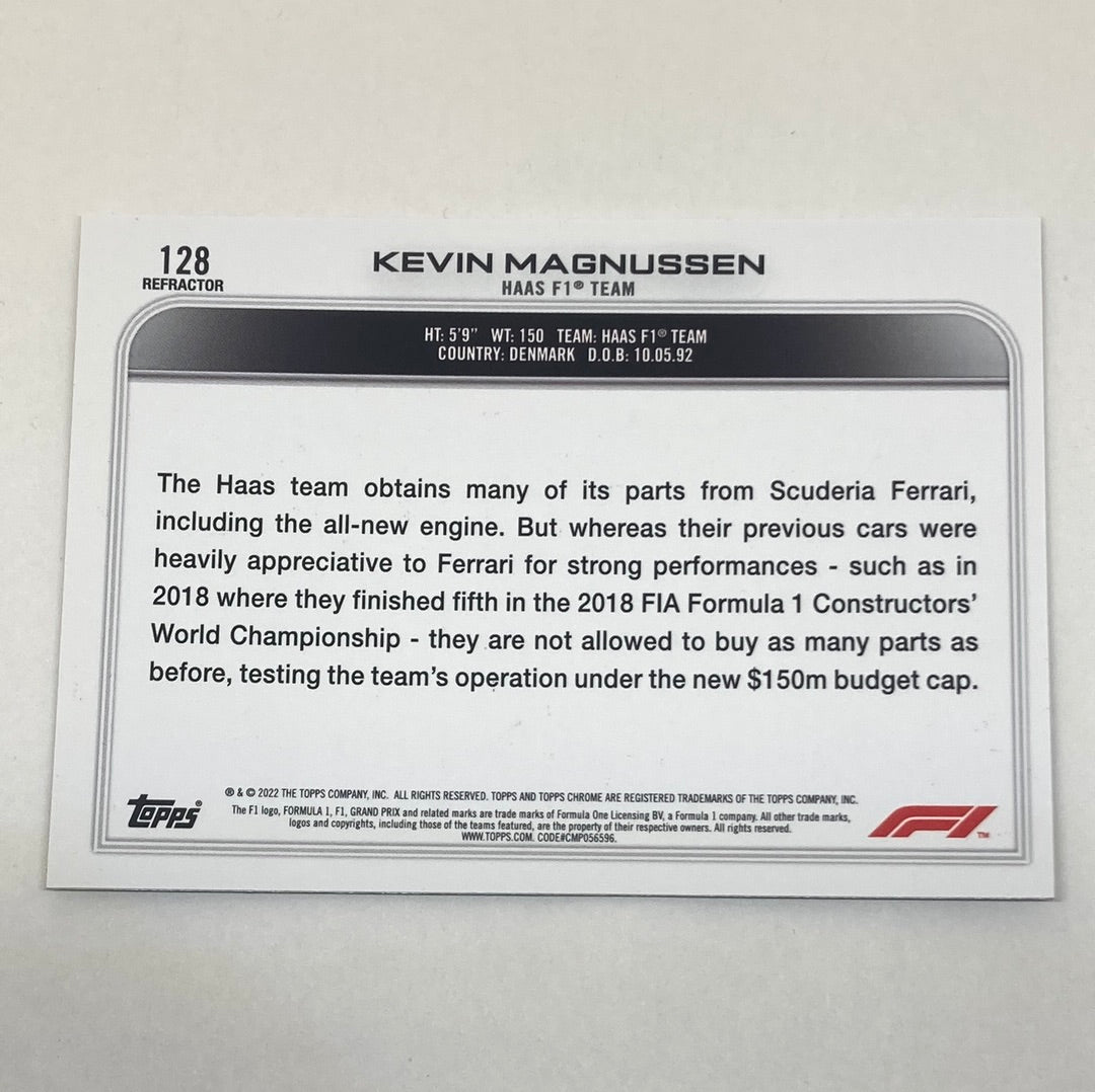 2022 Topps Chrome Kevin Magnussen #128 F1 Refractor Cardo