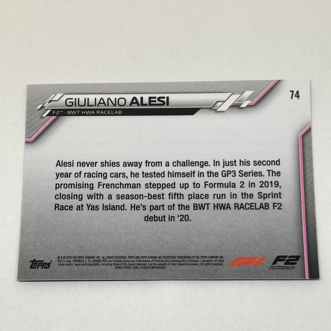 2020 Topps Chrome Giuliano Alesi #74 Base F1 Card