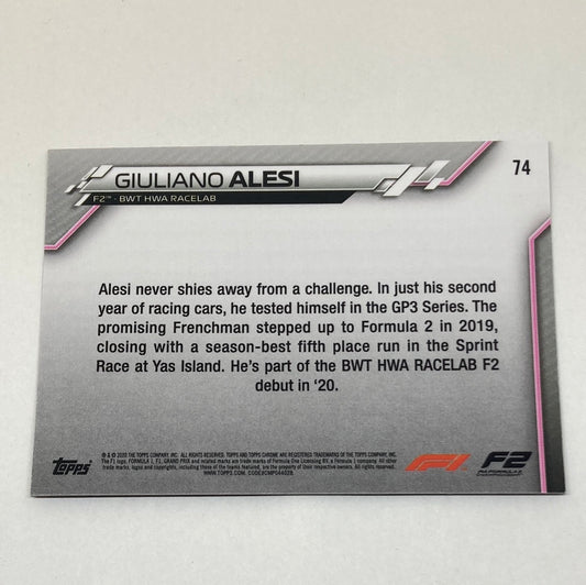 2020 Topps Chrome Giuliano Alesi #74 Base F1 Card - ChronicCards